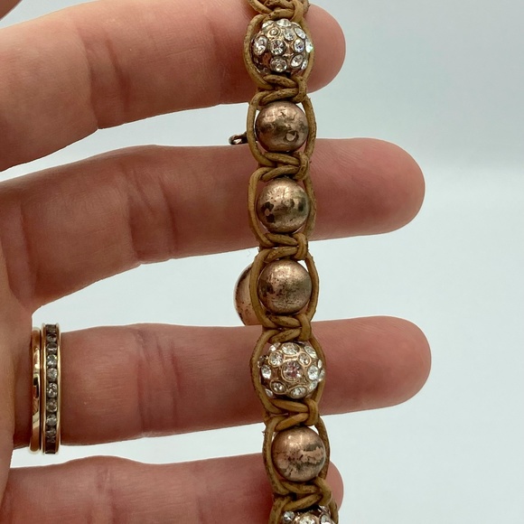 Fossil Rose Gold Rhinestone Leather Bracelet - Picture 5 of 8